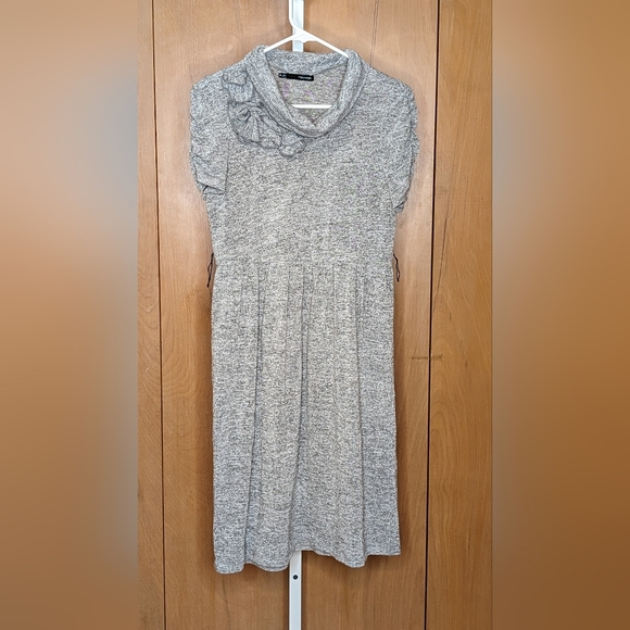 Maurices Heather Gray Knit Cowl Neck A Line Lightweight Sweater Dress Medium GUC - Picture 1 of 7